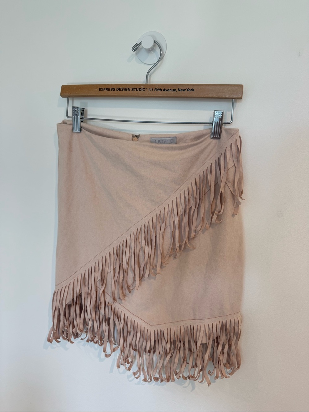 1 State suede fringe skirt S